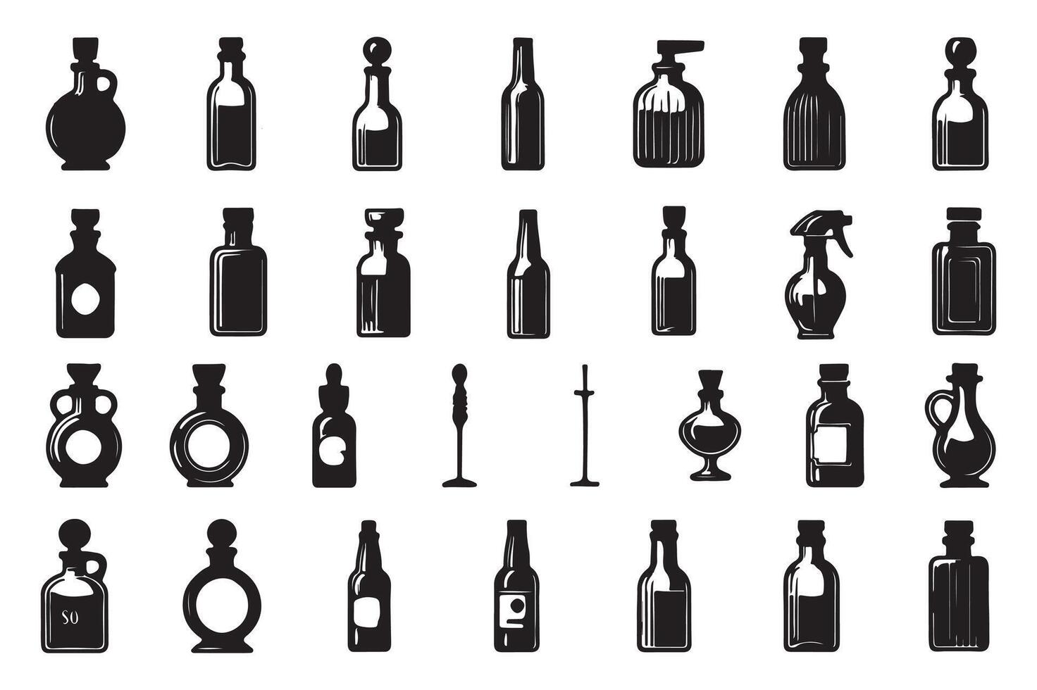The bottle silhouette illustration in monochrome style isolated on white background vector