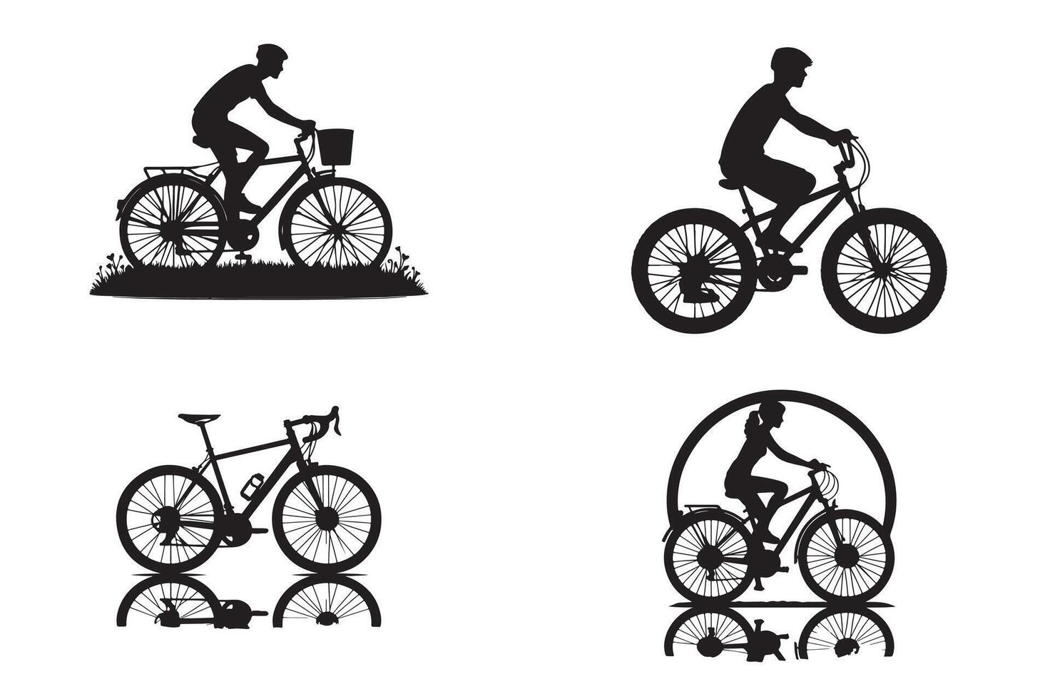 Man Cycling Silhouette Style on White Background vector