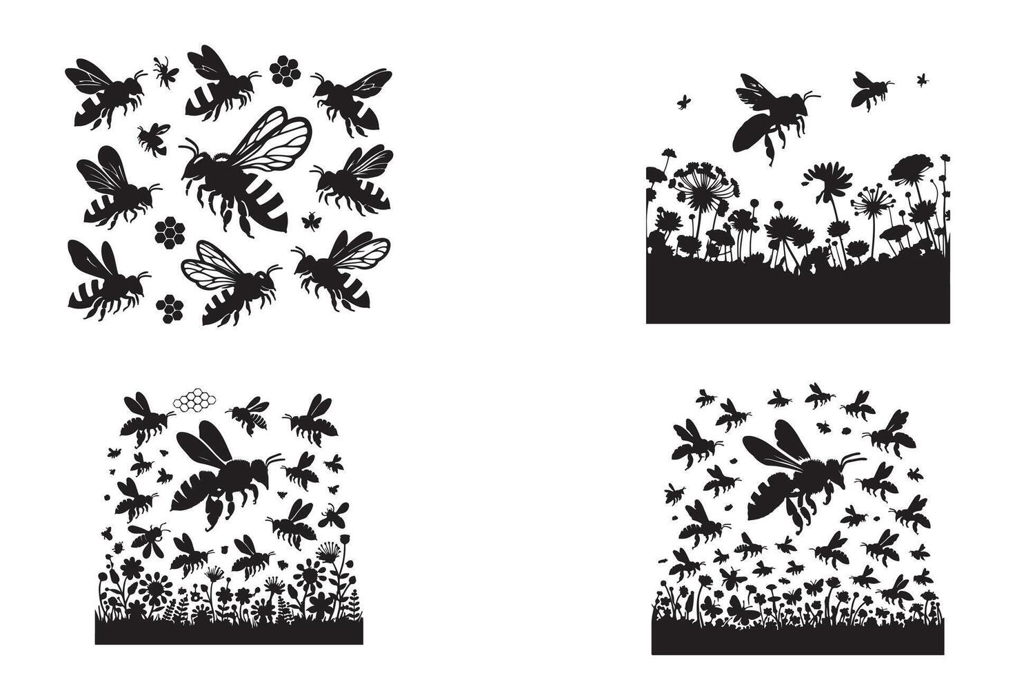 Intricate Bee Wings Drawing Monochrome Insect Study vector