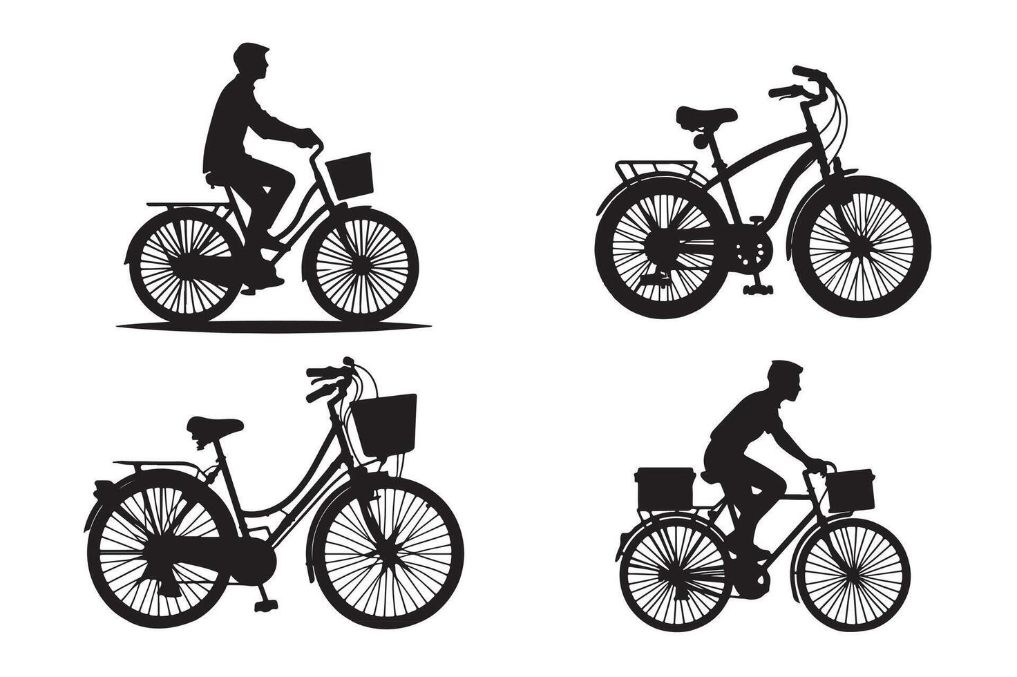 Cycle and Rider Outline Simple Monochrome Art vector