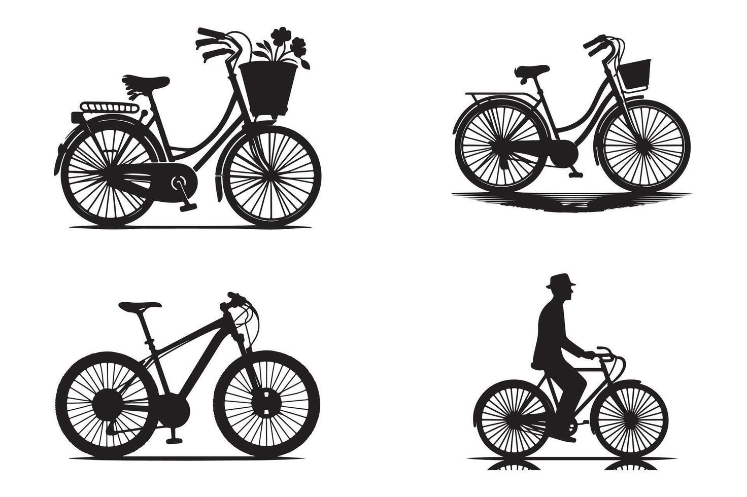 Minimalist Cycle and Man Silhouette on White Background vector