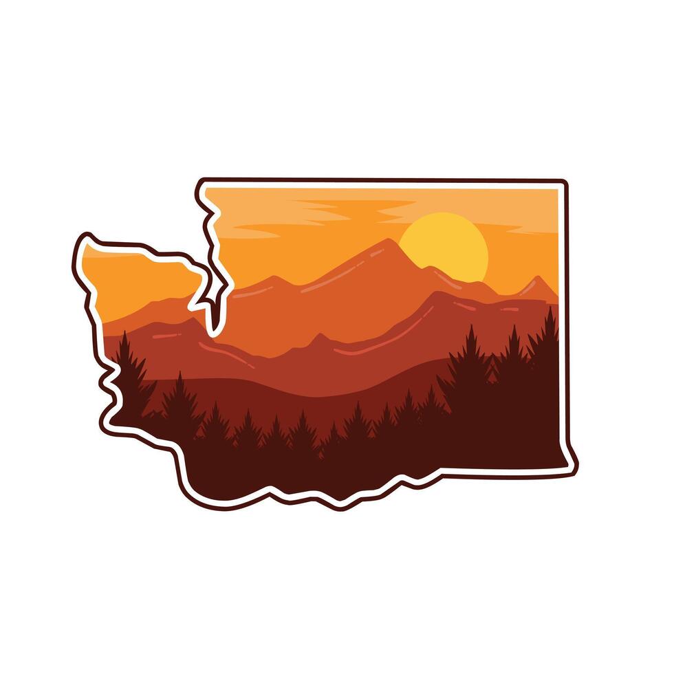Sunset of Washington Nature Perfect for Print, Apparel, etc vector