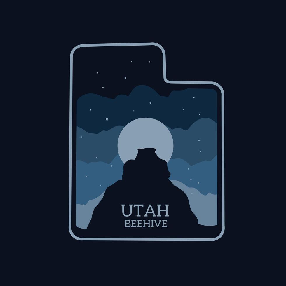 Beehive Rock in Utah with a Night Sky Full of Stars, Perfect for Prints and Apparel vector