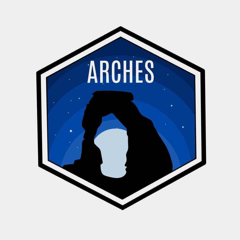 Arches National Park Silhouette in the Night Scenery with Beehive Frame Perfect for your Print, Apparel, etc vector