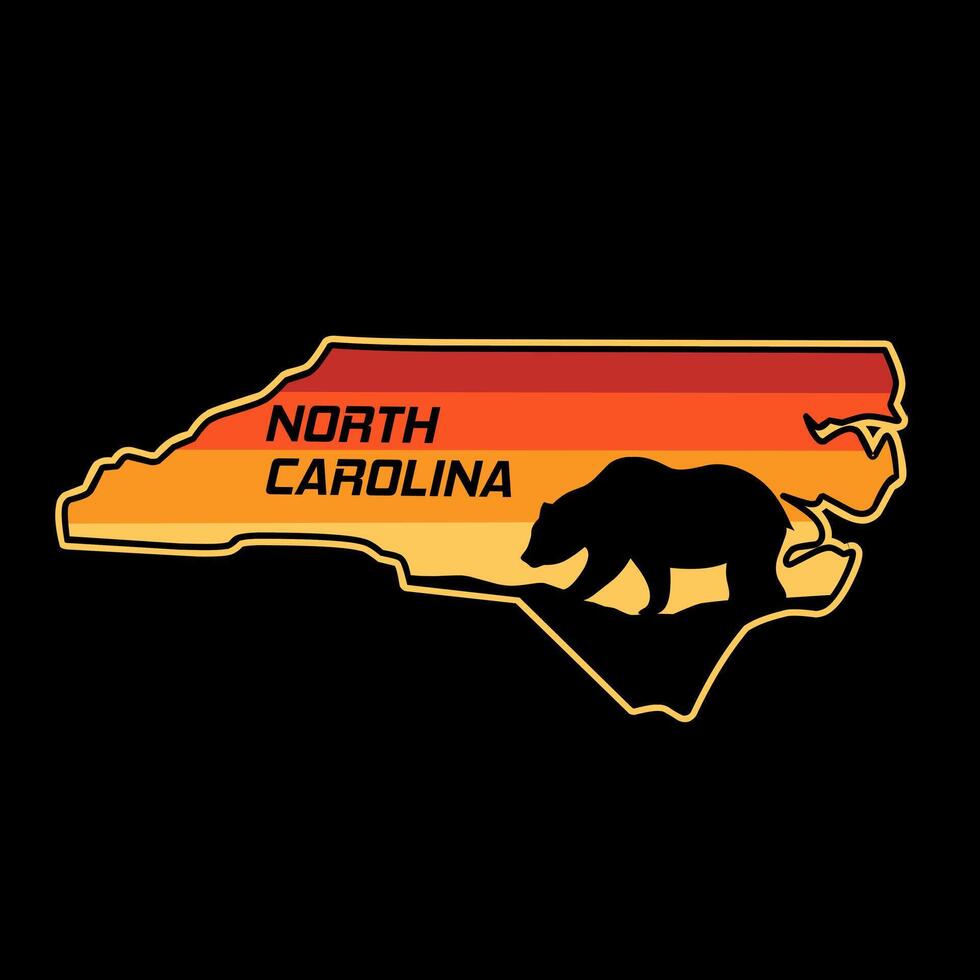 North Carolina Bear in Sunset Scenery Perfect for Print, Apparel, etc vector