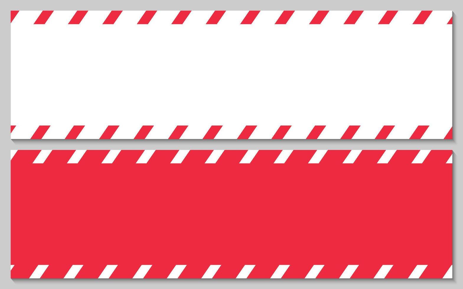 Warning banner red and white frame with strips illustration vector
