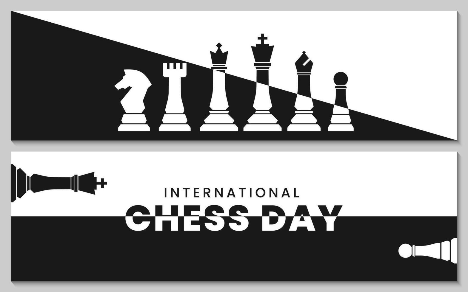 International Chess Day Banner Set Design Background. vector