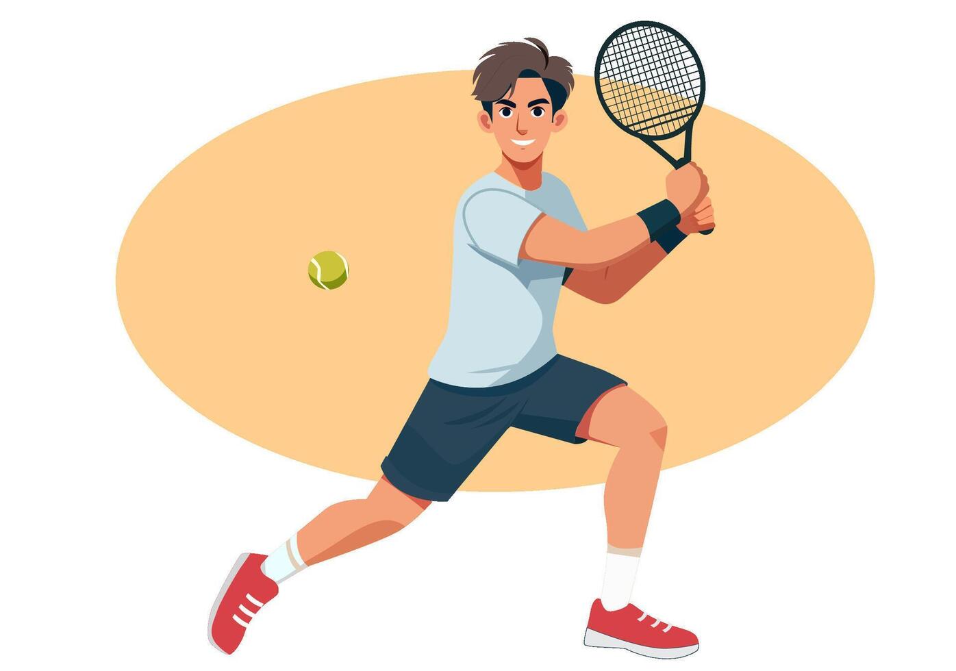 Flat illustration of a male tennis player scoring a point. vector