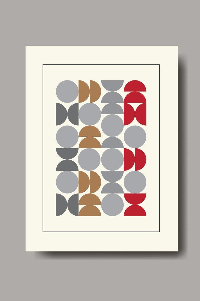 Colorful Bauhaus style poster set with geometric shape vector