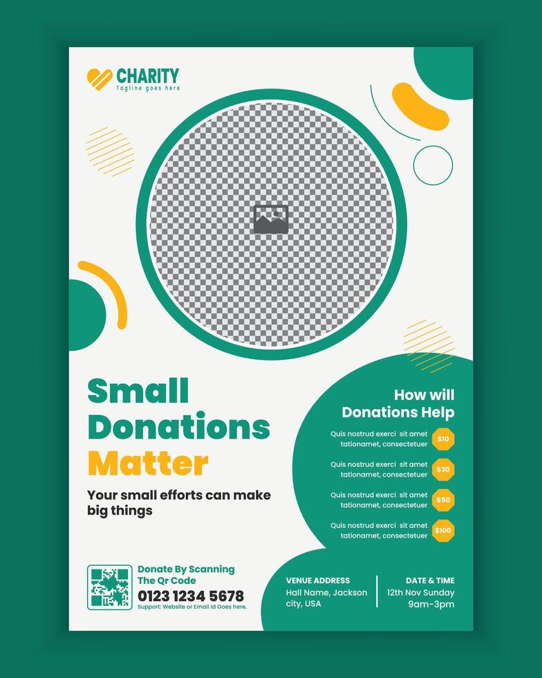 Charity fundraising event poster template vector