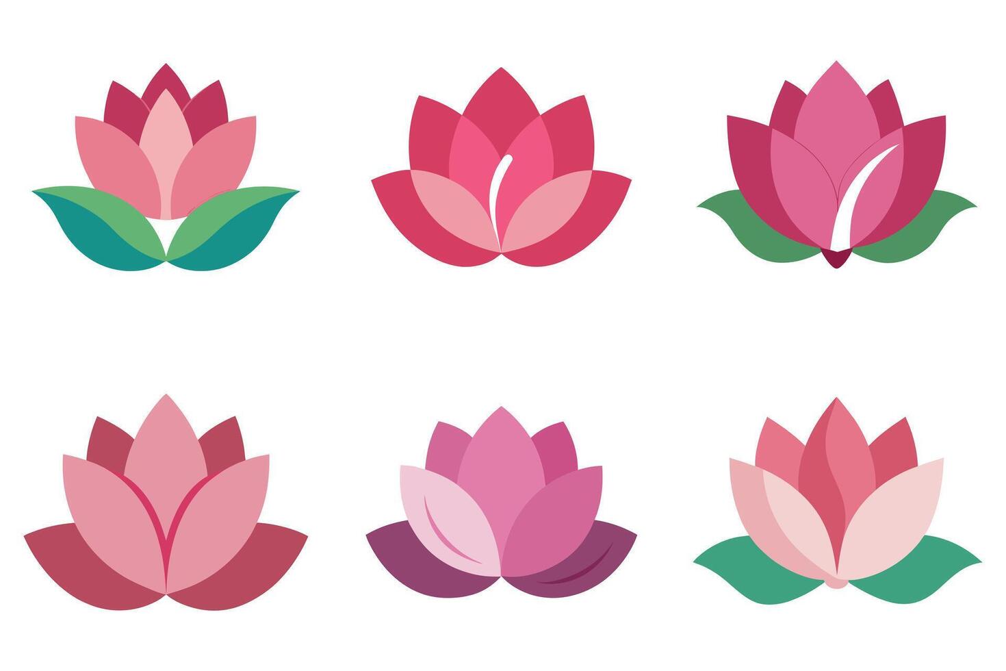 Six Variations of a Simple Lotus Flower Design vector