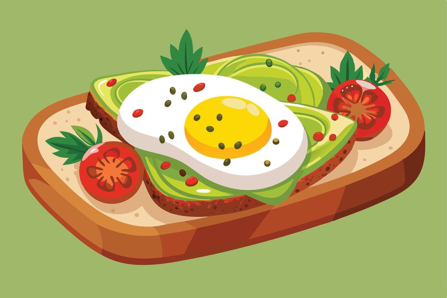 Delicious Avocado Toast with Egg and Tomato Perfect for a Healthy Breakfast vector