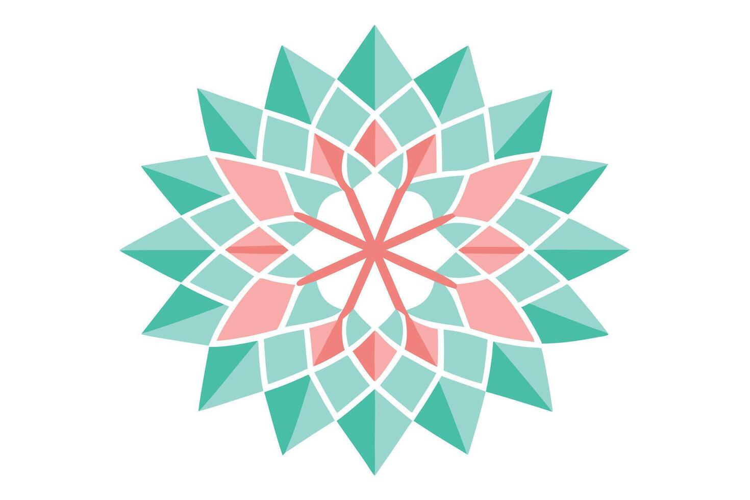 Ornate Geometric Mandala Design in Teal and Coral vector