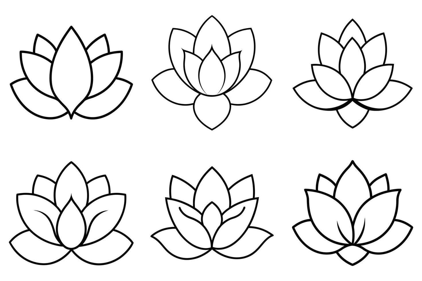 Simple lotus flower icons floating on water vector