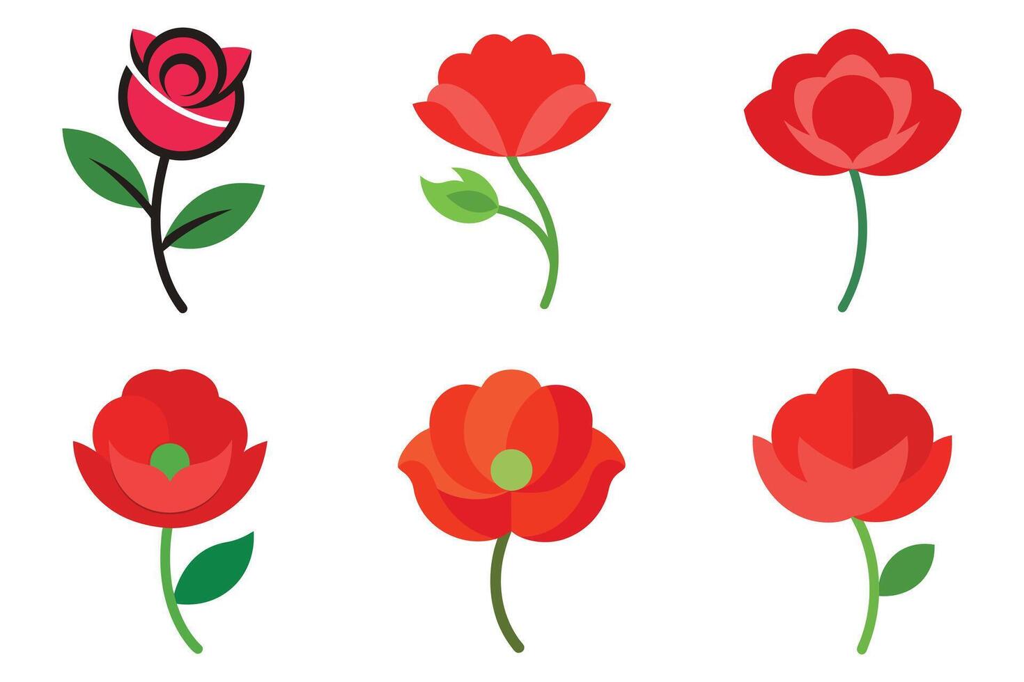 Vibrant red poppy flower icon, perfect for spring design. vector