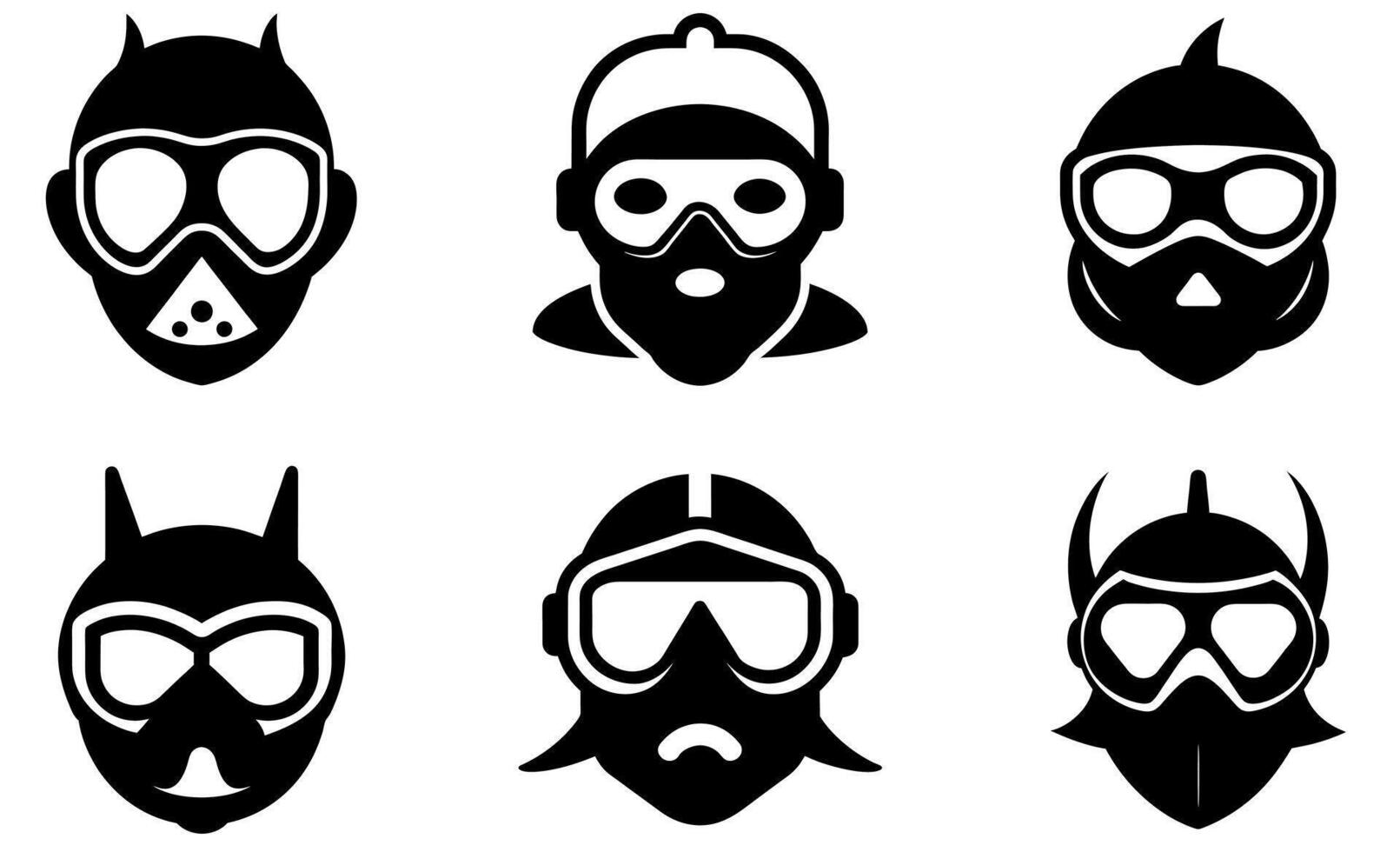 Scuba diving masks icon set vector