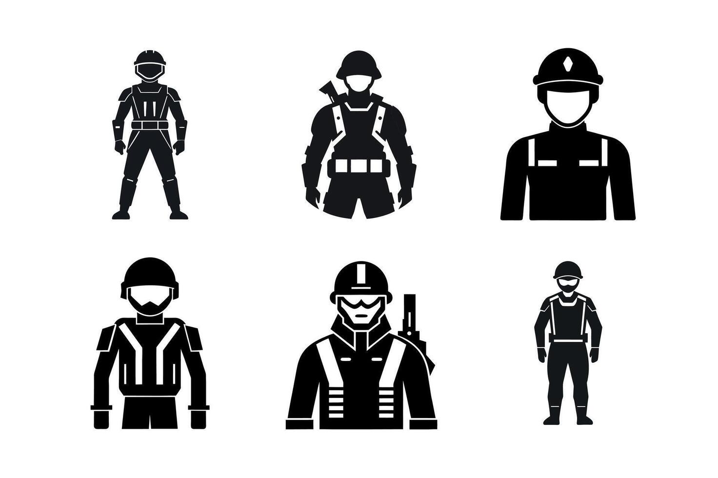 Black and white silhouettes of various types of people vector
