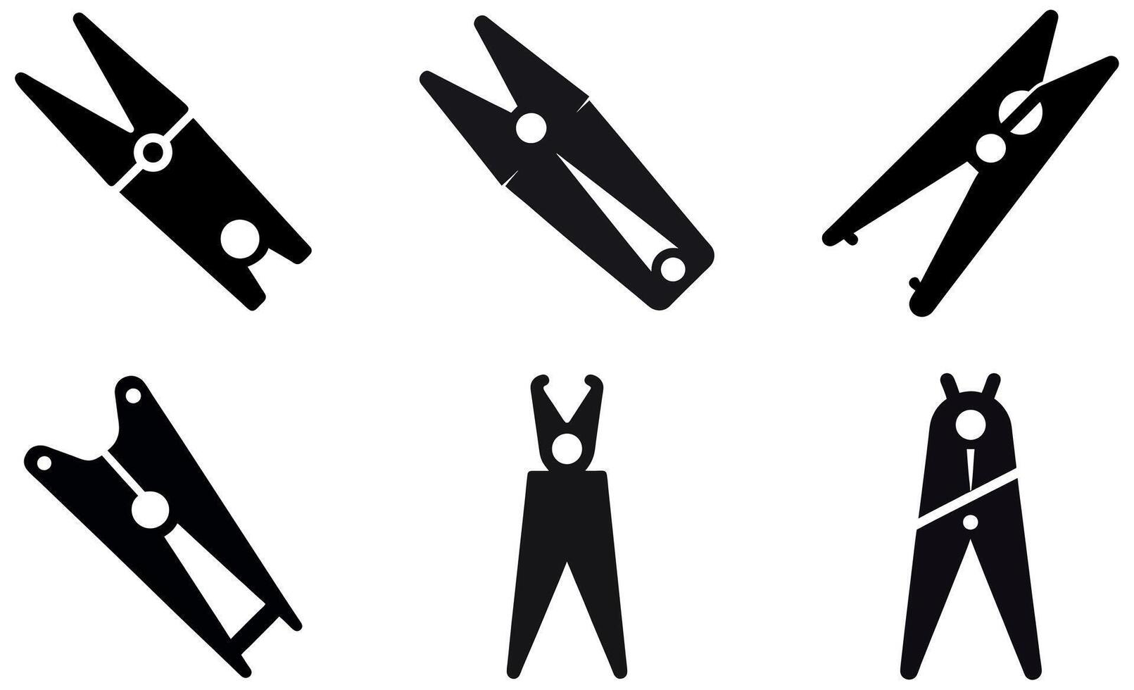 Clothes pegs icon set vector