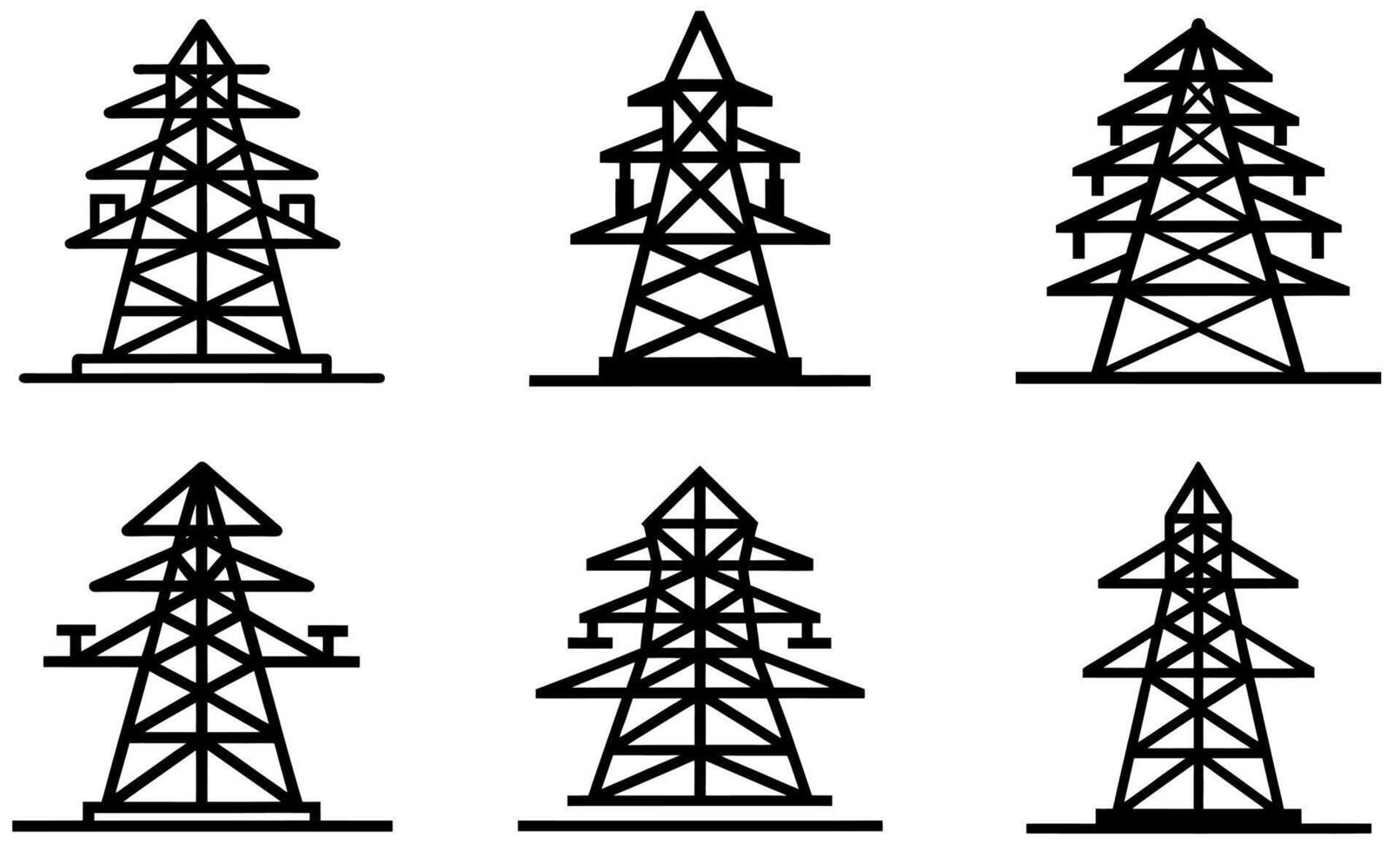 six distinct silhouettes of high voltage power vector
