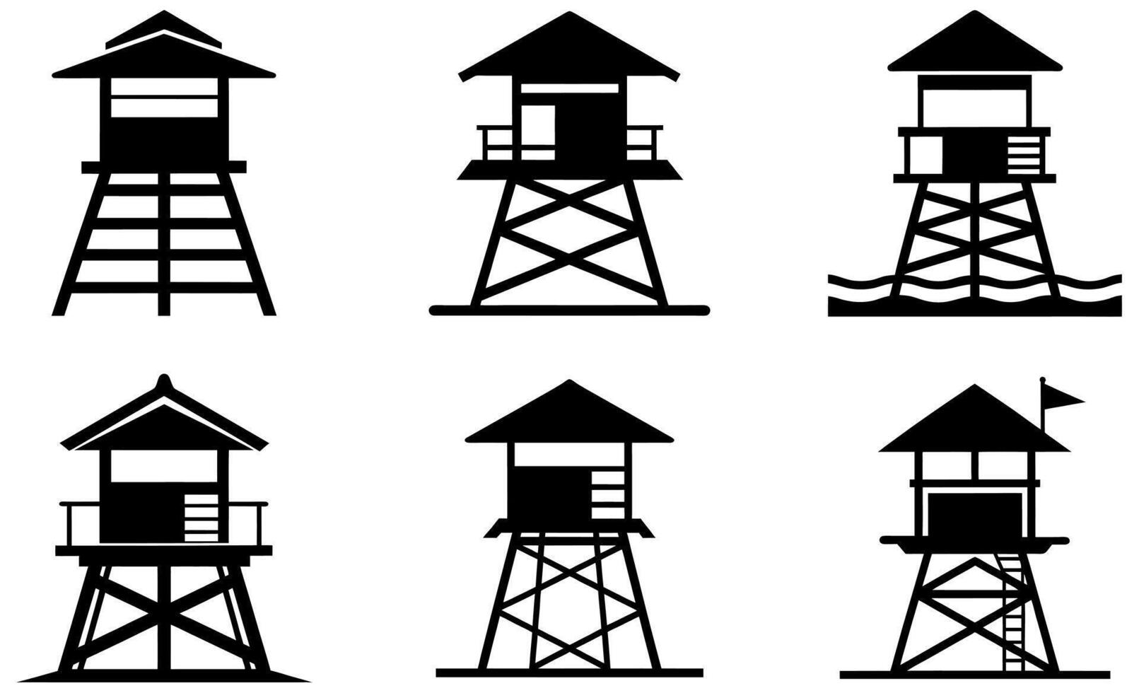 Black and White Observation Towers vector