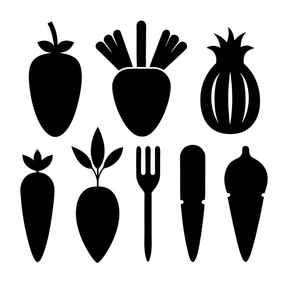 Vegetables and fruits icons set vector