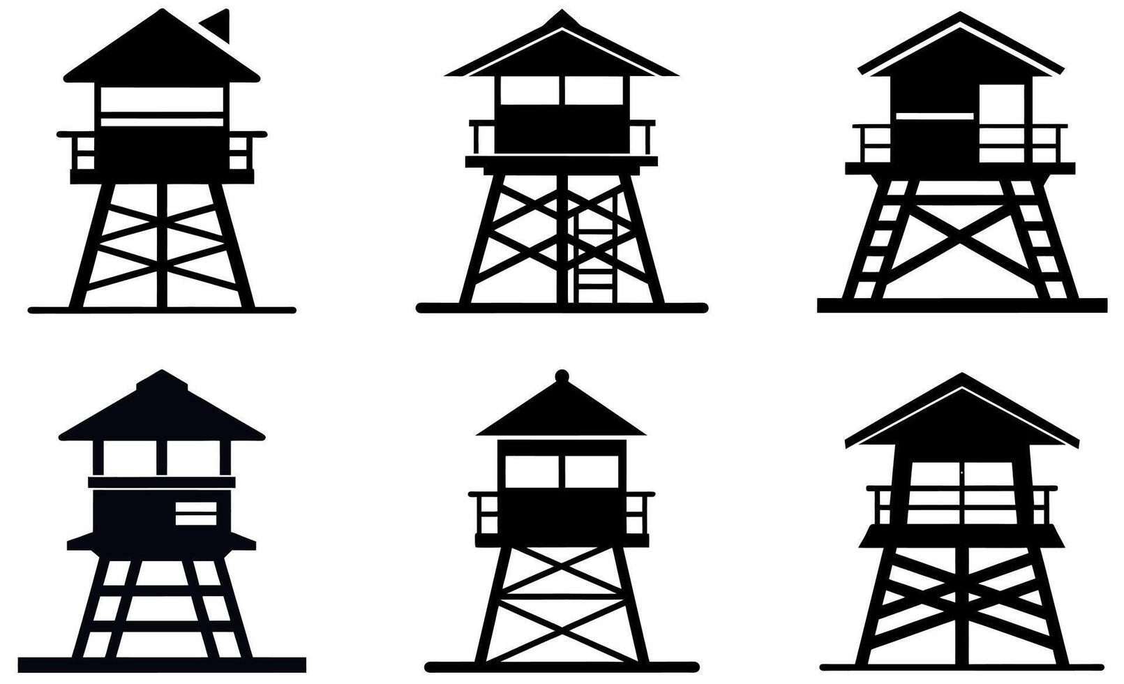 Black and White Observation Towers design vector
