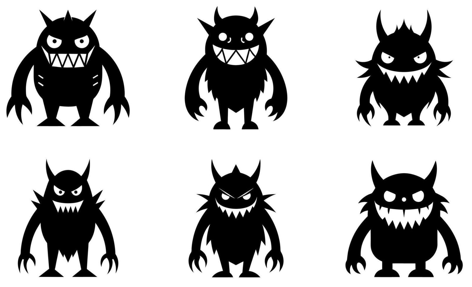 Evil Monster Silhouette Set design art vector