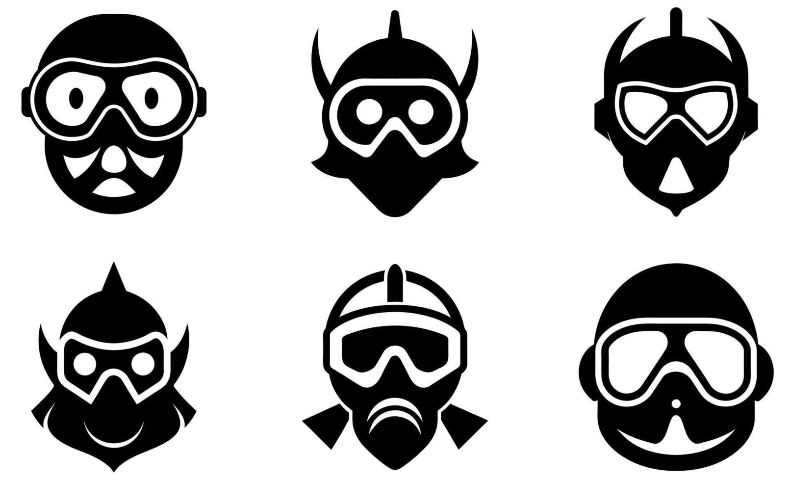 Scuba mask icon set vector