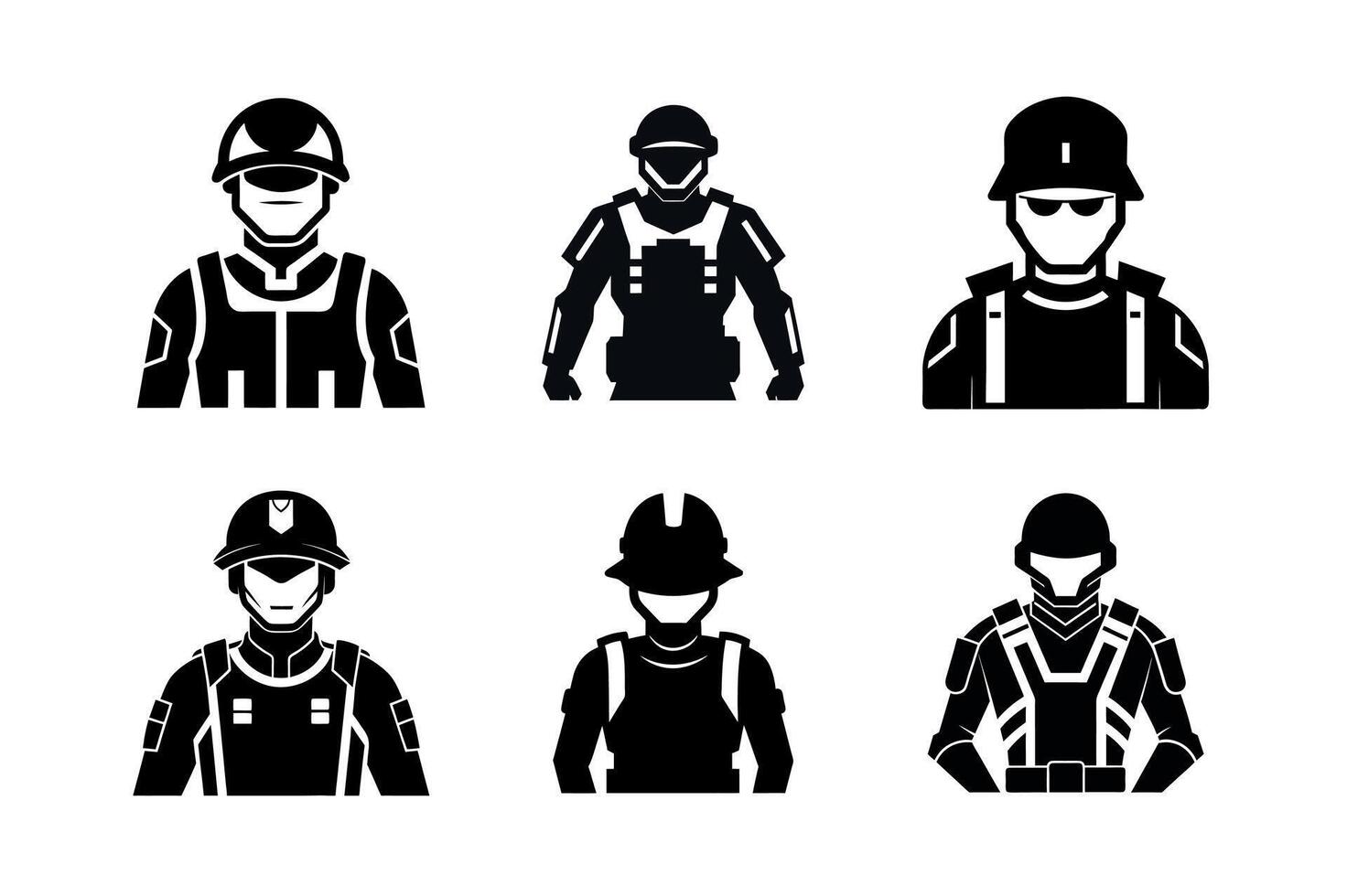A set of silhouettes of various types of workers vector