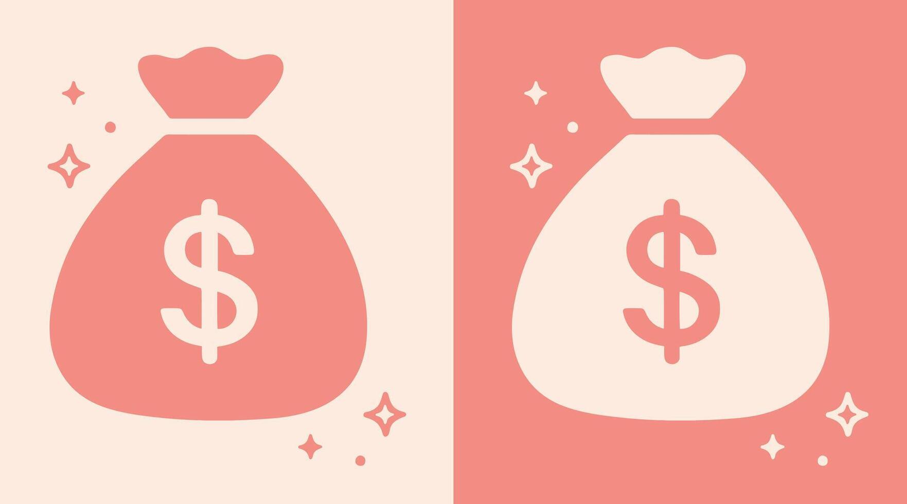 Money bag cash pink aesthetic icon minimalist girly girl boss drawing illustration finance business bank concept abundance mindset manifesting financial freedom vision board element vector