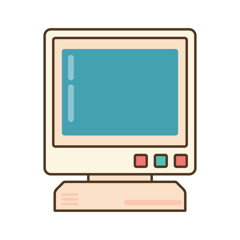 This image is a retro-styled illustration of an old-school personal computer vector