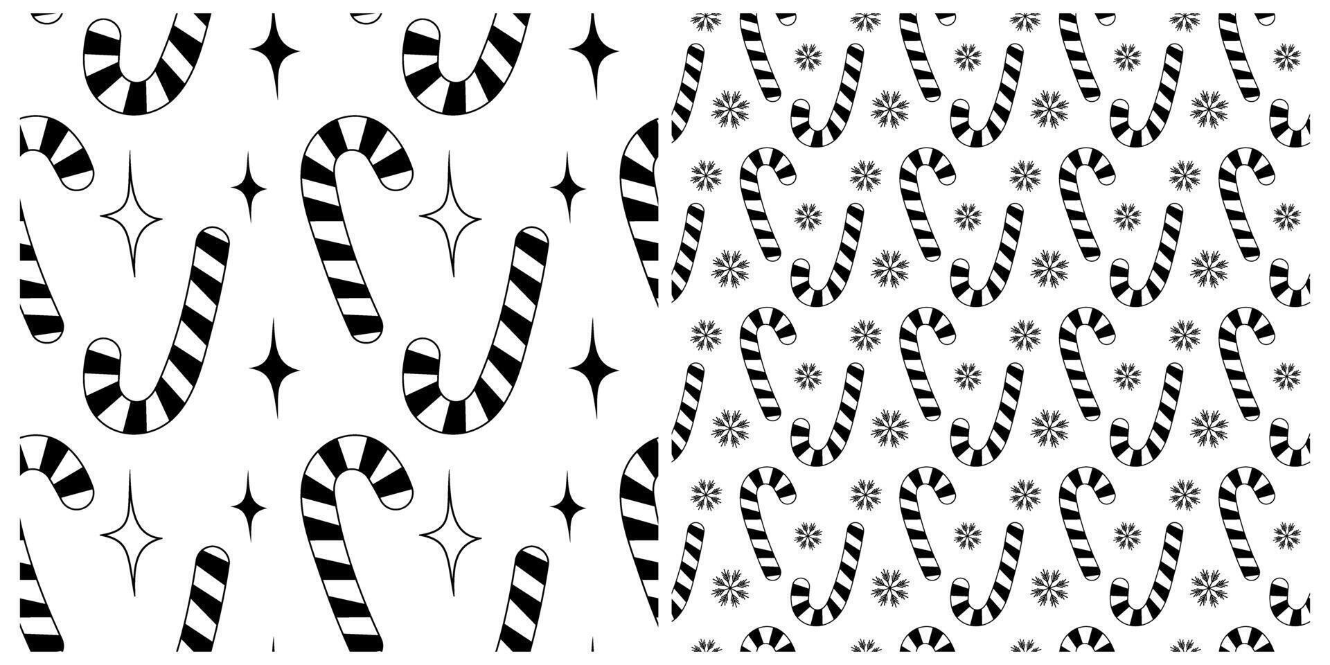 Candy Cane Decorative Stars Snowflakes Seamless Pattern Christmas Background Texture concept Set 2. Isolated illustration Wrapping, wallpaper or web, thematic cards, poster, banner, leaflets vector