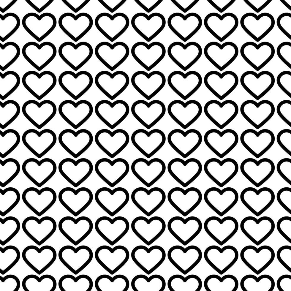 Outline black hearts shapes Seamless pattern. Valentines Day Black or White Day Background concept. Isolated illustration Thematic cards or web promo leaflets wallpaper, price, labels, wrapping vector