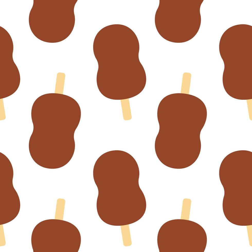 Abstract shape Chocolate Ice Cream on wooden sick Seamless pattern Ice Cream Day Background Texture. Isolated illustration Wallpaper Wrapping Thematic card, branding background or web promo tag vector
