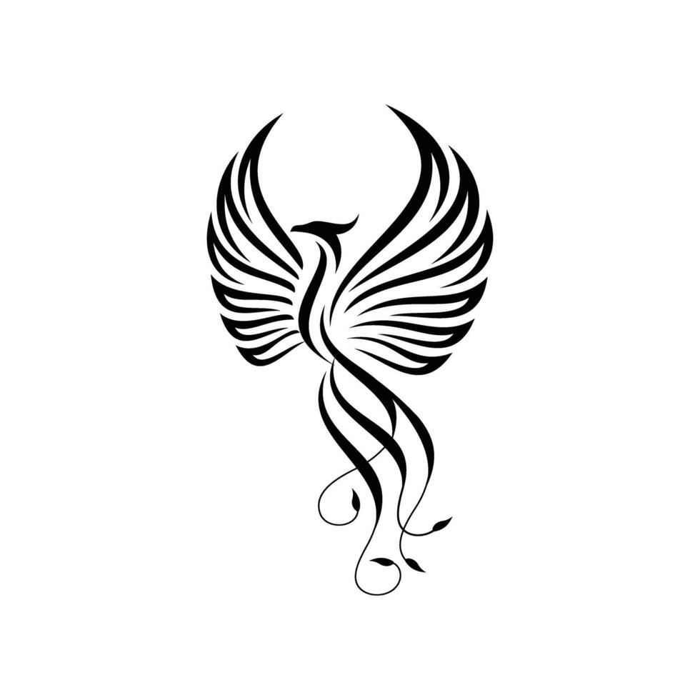 mystical abstract phoenix logo rising from flames vector