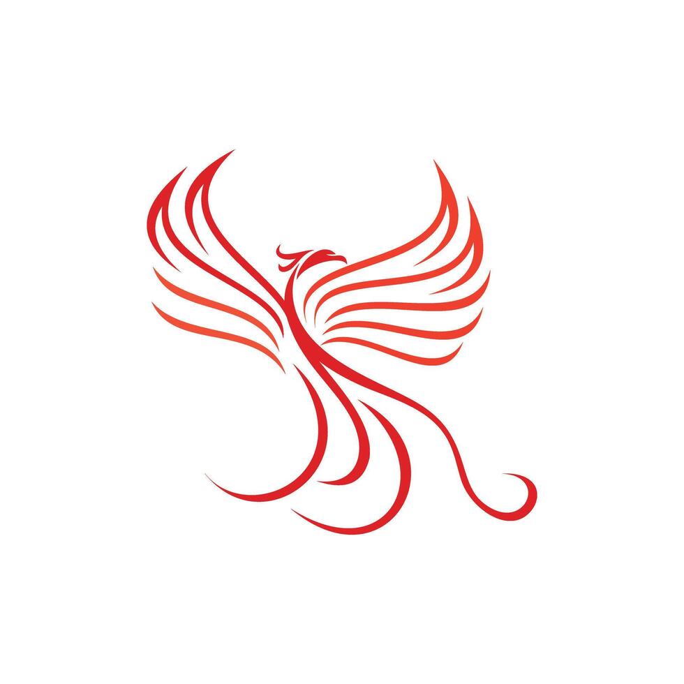 red Fire bird phoenix logo illustration vector