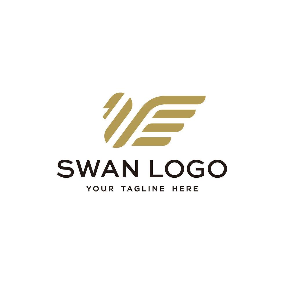 simple line art swan logo vector