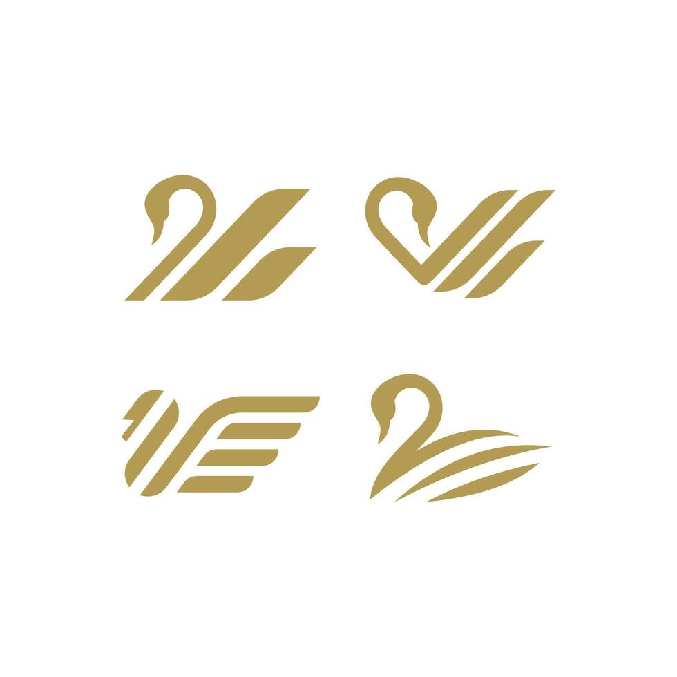 set of abstract modern swan logo vector