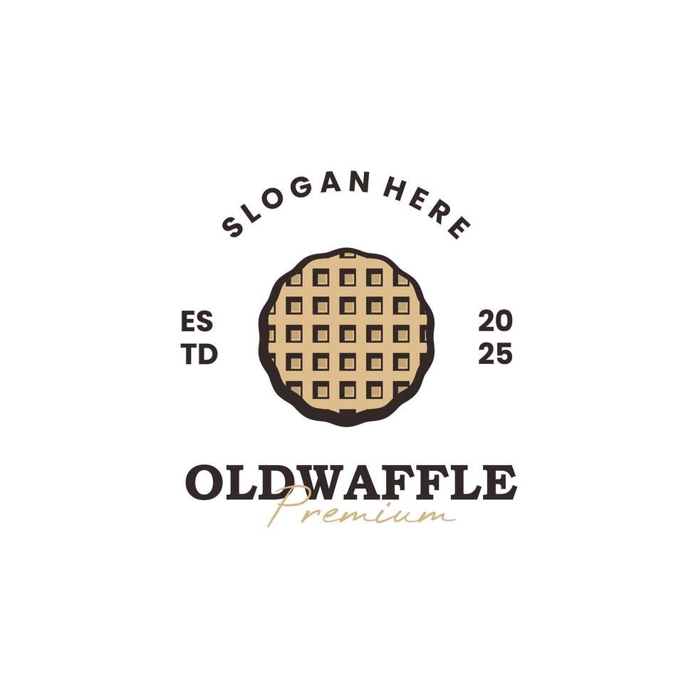 Waffle logo design vintage retro hipster style on isolated background vector