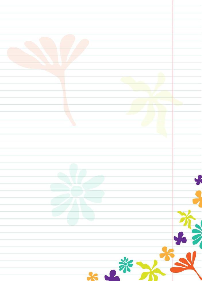 blank sheet with hand drawn colorful silhouettes of flowers vector