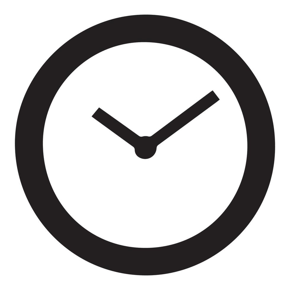 black and white clock icon on a white background vector