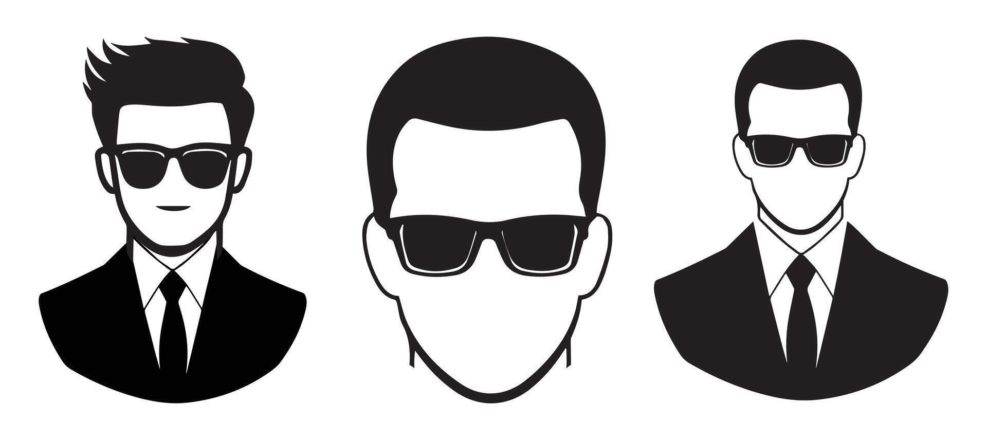 three men in sunglasses and suits with different hair styles vector