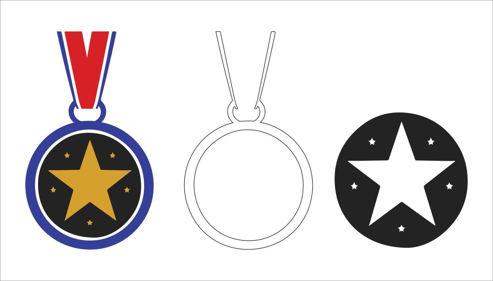 medal with a star on white background vector