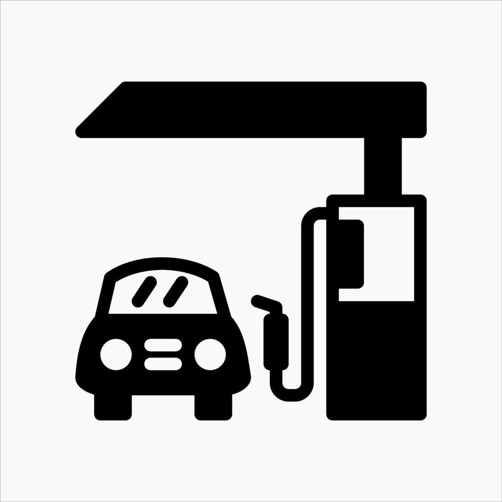 Design Illustration graphic of gas station icon with glyph style. Suitable for UI, mobile design, web design, etc. vector