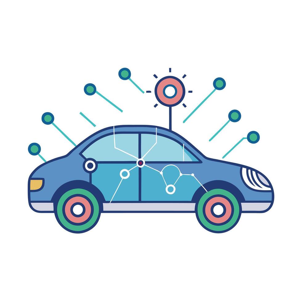 Self Repair AI Auto Car Icon vector