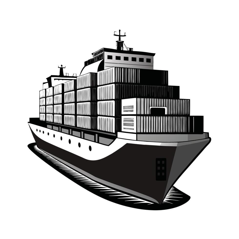 Large Container Ship Icon vector
