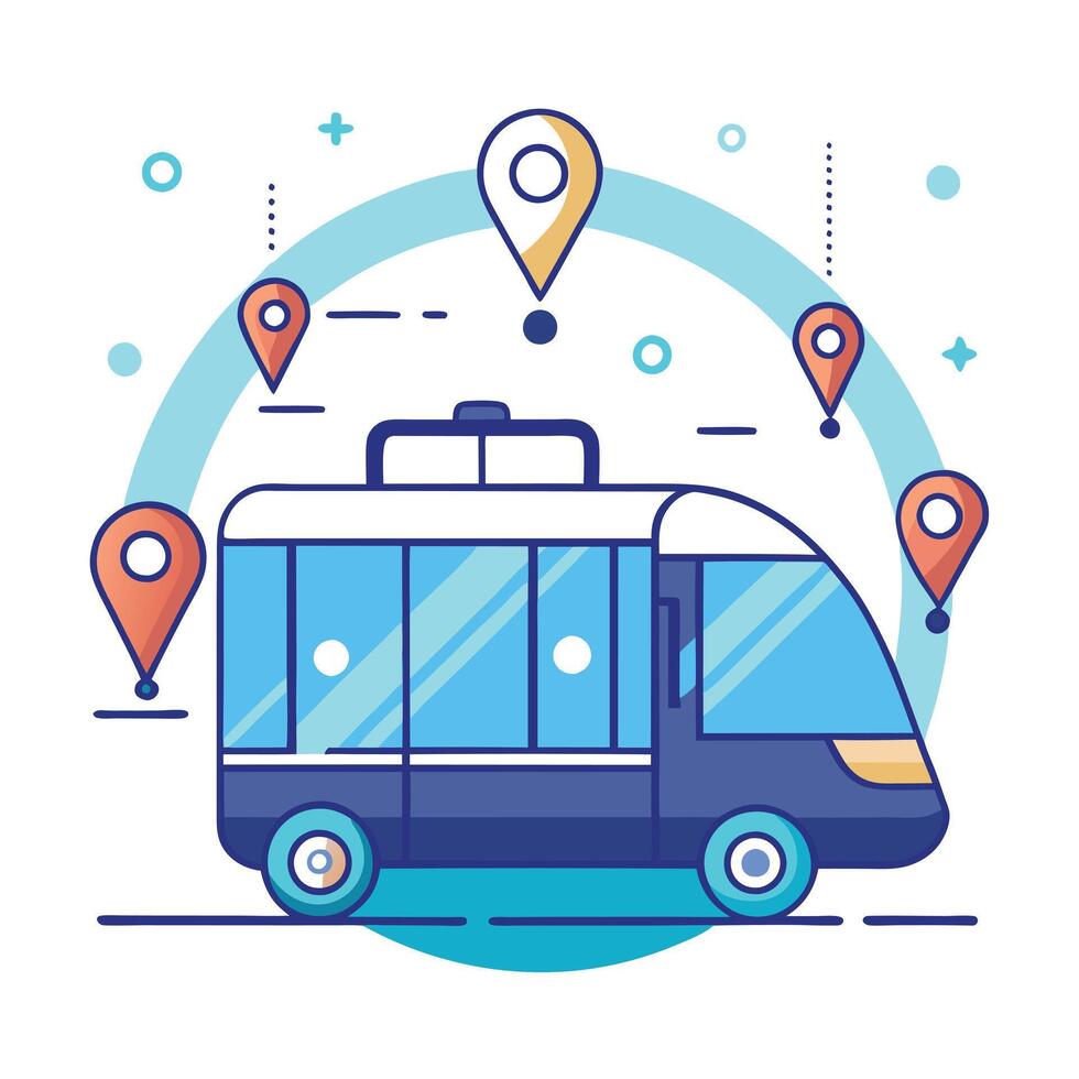 Autonomous AI Public Shuttle Icon vector