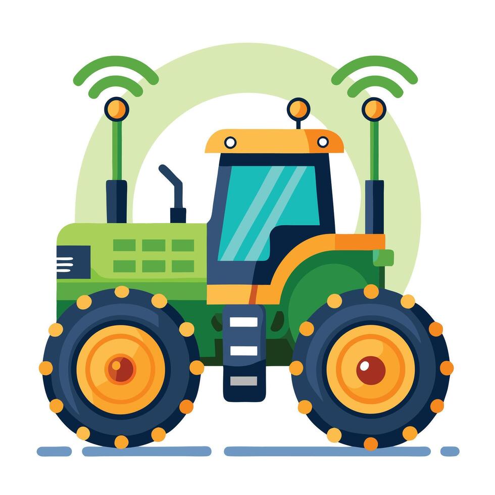 Smart Autonomous Farming Tractor Icon vector