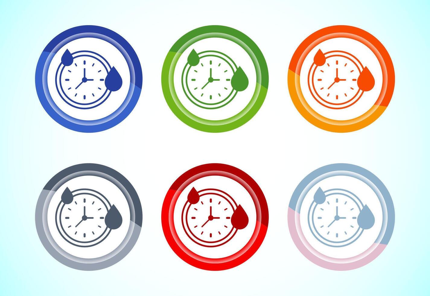 Quick dry icon design illustration. Fast dry cleaning service sign symbol, 6 color button design set vector