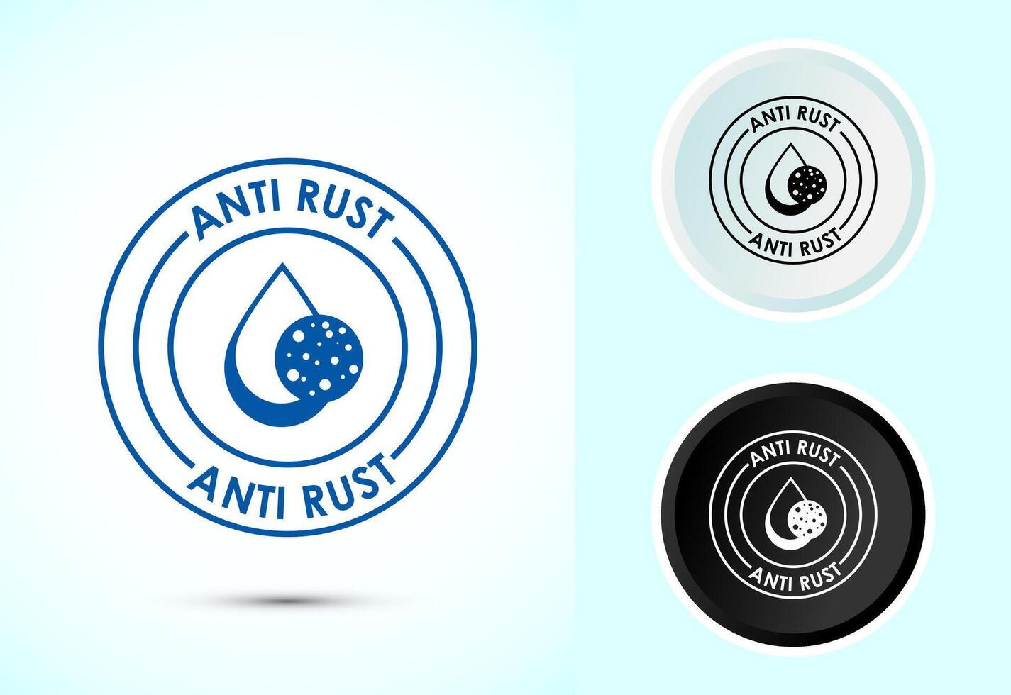 Anti rust icon. Anti oxidation sign, Rust resistant symbol, Color black and white vector